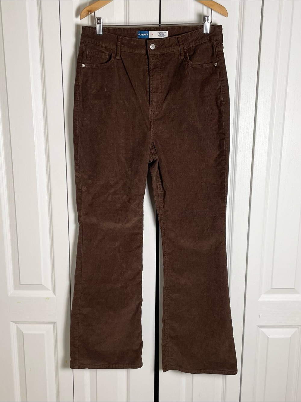 Old Navy Higher High Rise Flare Corduroy Pants Women’s 14 Brown 70s Vibe Stretch